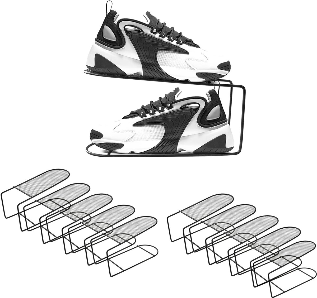 ruimtebesparend, schoenenorganizer, schoenenrek voor kasten, schoenenopslag, ruimtebesparende schoenenorganizer voor kast, schoenen, organizer, ijzer, schoensorteerder (10