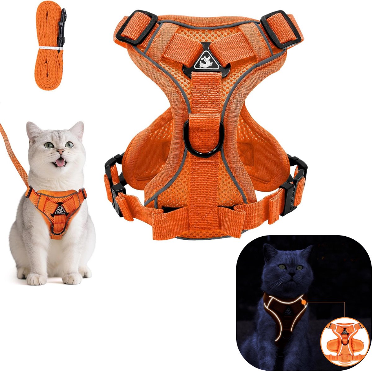 CRLYN® Kattentuigje met Looplijn - Kattentuigje - Kattenharnas - Oranje