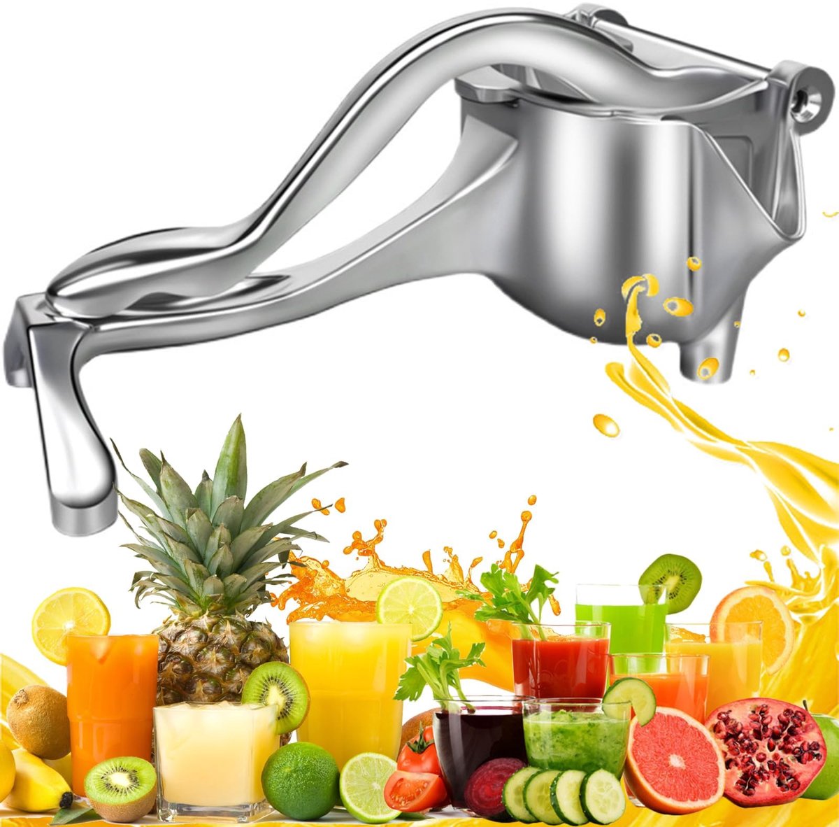 1 stuk Entsafter, manuele sapcentrifuge Juicer, 2026 nieuwe handmatige sapcentrifuge, citroenpers van roestvrij staal, draagbare manuele sapcentrifuge voor alle citrusvruchten, veilig & comfortabe
