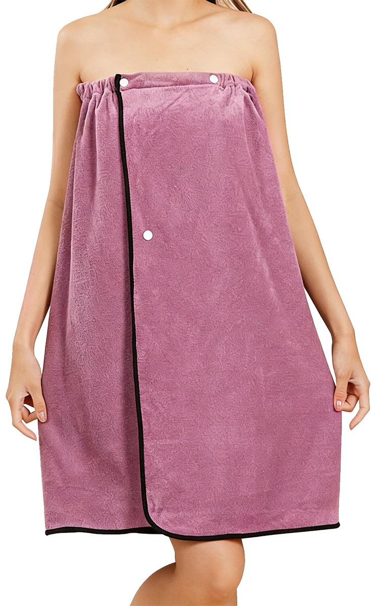 Saunakilt voor dames, saunahanddoek voor dames met knoop, badjas, absorberend, sneldrogende microvezel, draagbare badhanddoeken voor vrouwen, voor sauna, fitness, strand en zwembad, paars