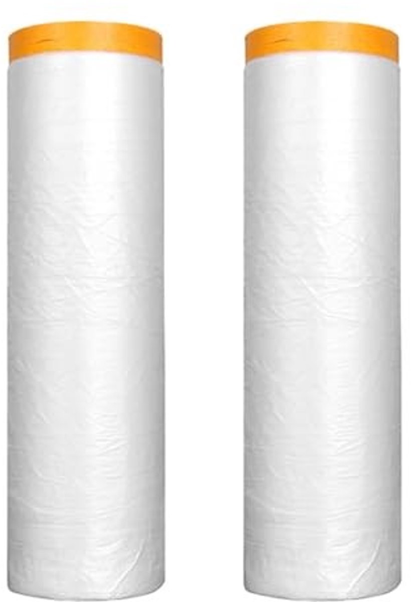 Dailygoods- Afdekfolie 2 Rollen 180cm x 20m - Afdekfolie met Tape - Verfafdekfolie - Scheurbestendig - Zelfklevend - Bescherming tegen Verf en Vuil - Afplakfolie