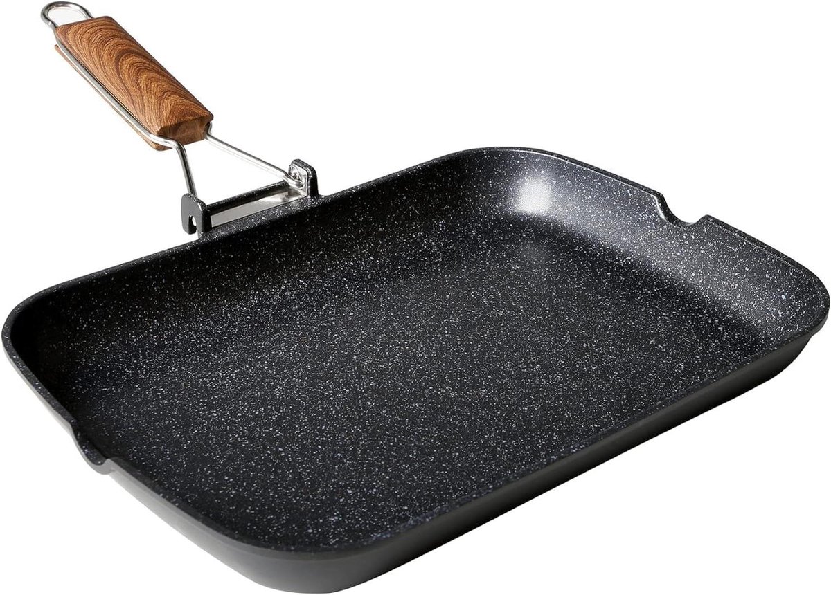 Grillpan - Koekenpan - Gezond Grillen - Antiaanbaklaag - 34 x 24 cm - Zwart