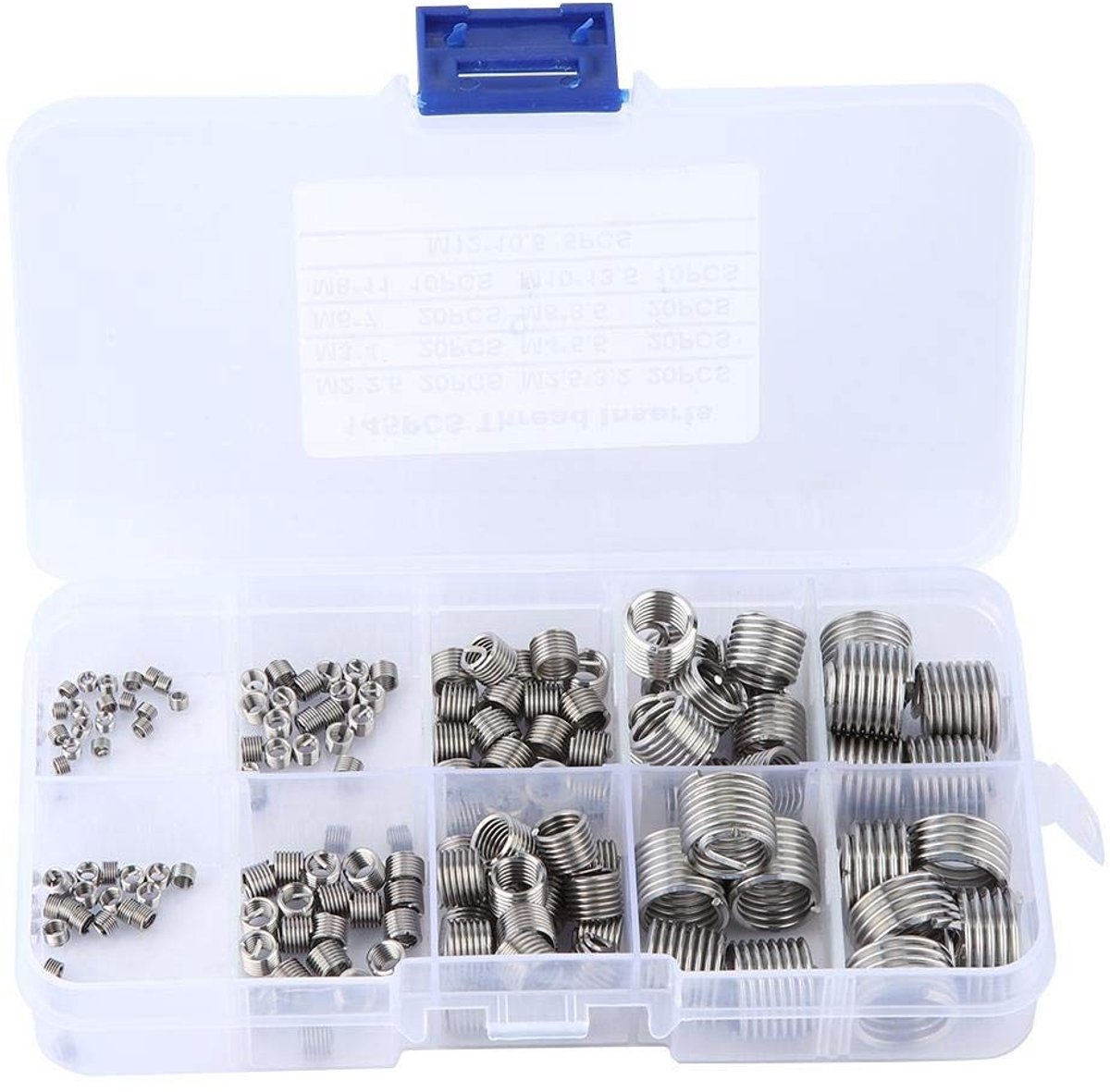 Dailygoods- Reparatieset 145 Stuks - Draadreparatieset - Inzetstukken Roestvrij Staal - Gescheiden Doosverpakking - Slijtvast - Brede Toepassingen - Draadinserts