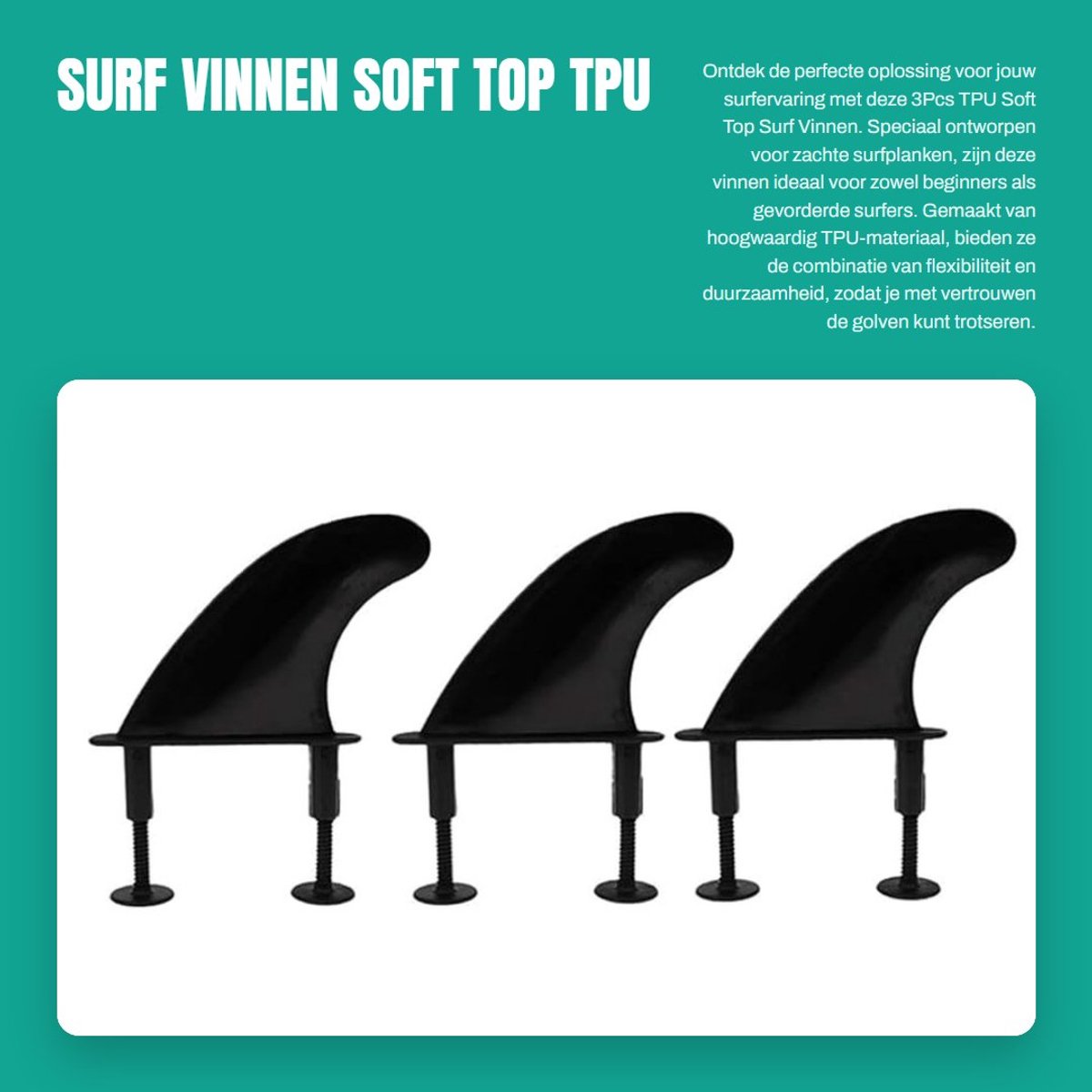 Dailygoods- Surfvinnen Hoogwaardig TPU - 3Pcs Vinnen - 6 Vinnen Schroeven - Zachte Surfplank - Lichtgewicht - Duurzaam - Surfplankvinnen