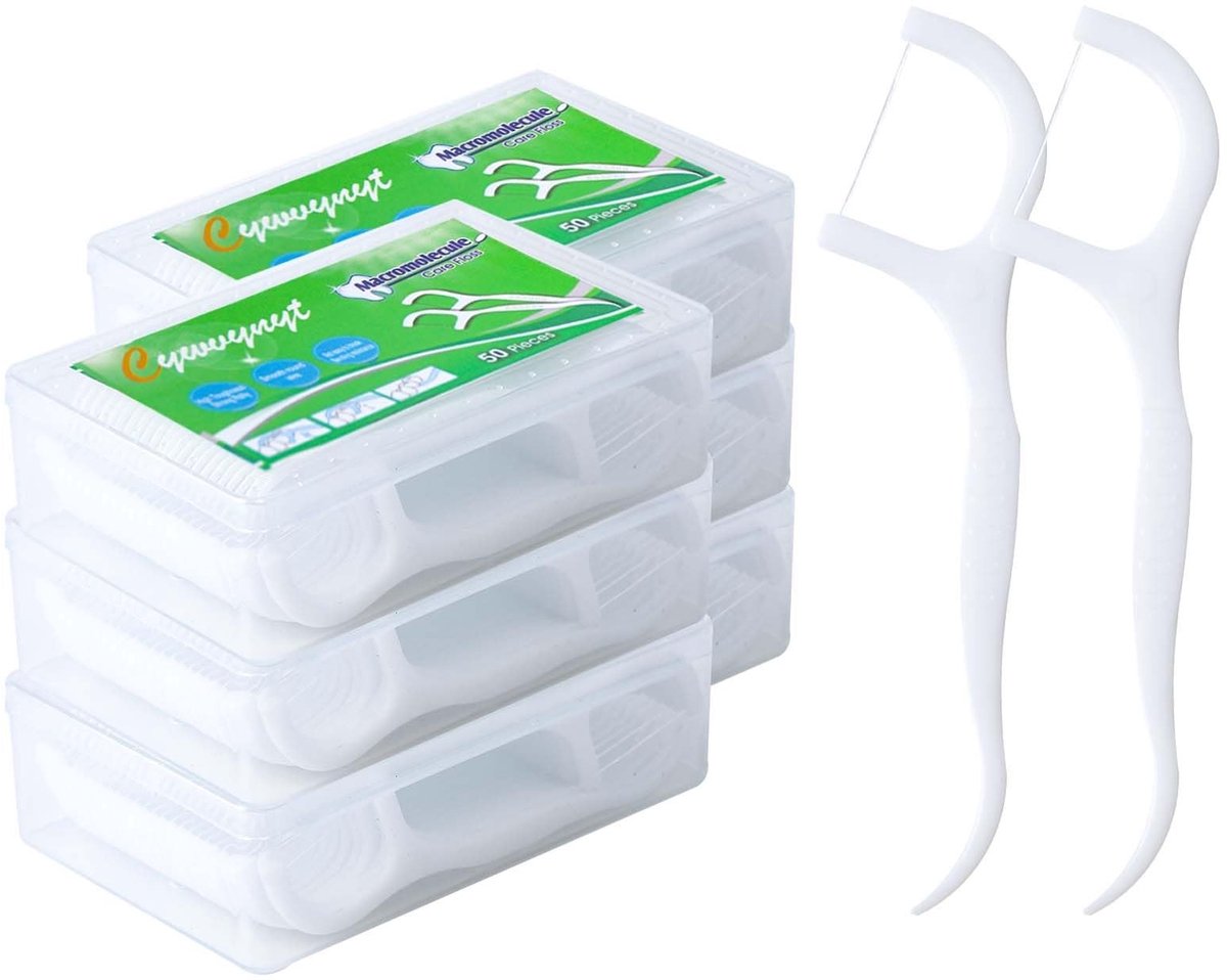 Dailygoods- Tandzijde 300 Stuks - Y-vorm Interdentale Flossers - Tandenstoker Houder - Tandverzorging - Hygiënische Opbergdoos - Voorkomt Tandplak - Floss