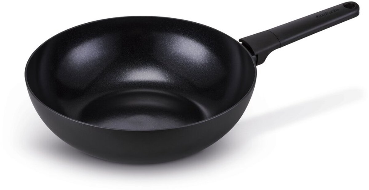 Brabantia VANTA Wok pan - Ø 30 cm – Ergonomisch en licht - 100% PFAS vrij- 100% gerecycleerd -keramische anti-aanbaklaag - Geschikt voor alle warmtebronnen - Zwart