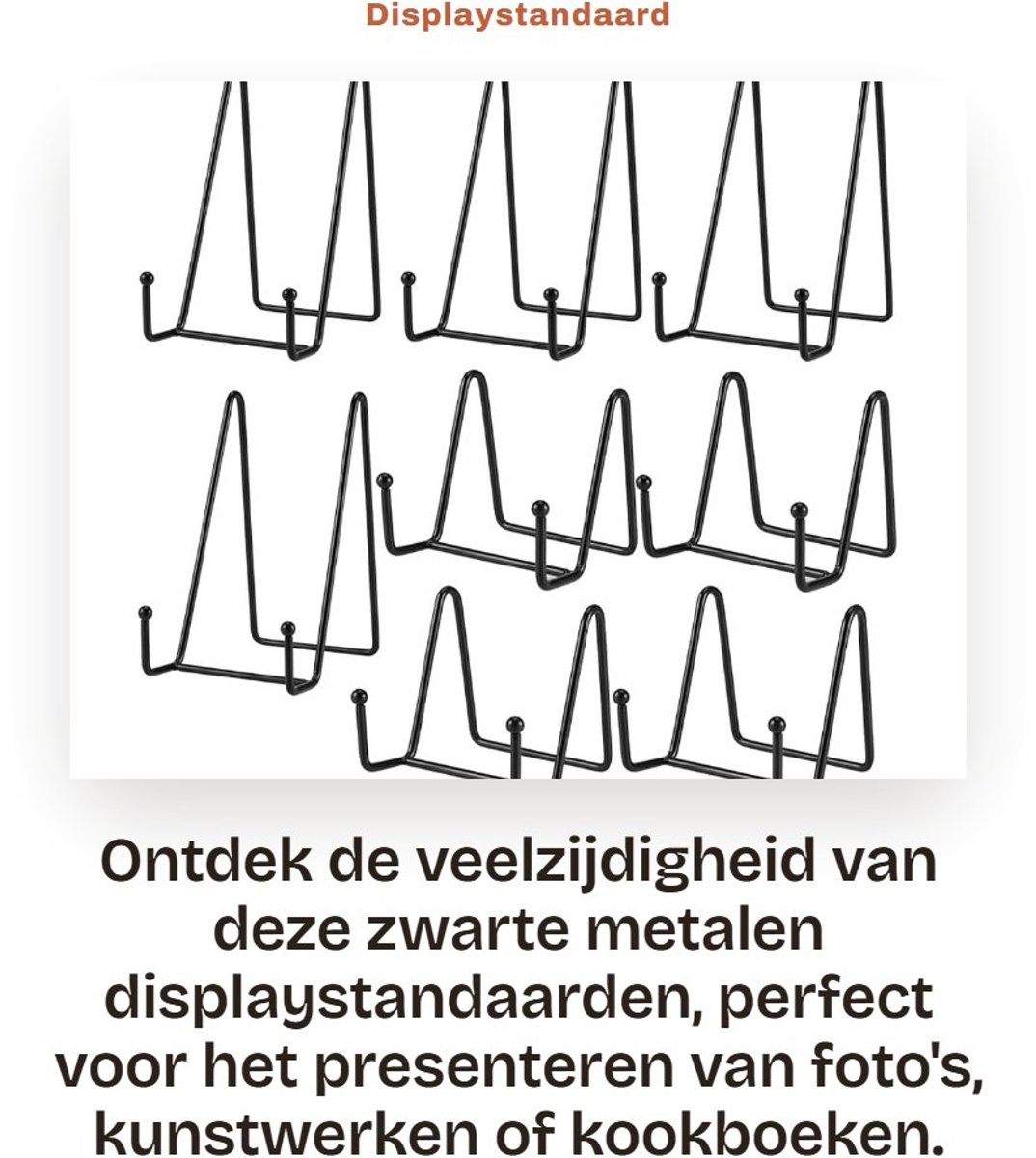 Dailygoods- Displaystandaard Zwart - Metalen Ezelhouder - Decoratieve Plaathouder - Ondersteuning voor Foto/Kookboek - Schokbestendig - Max. Lipdiepte 1,2 Inch - Fotolijsthouder