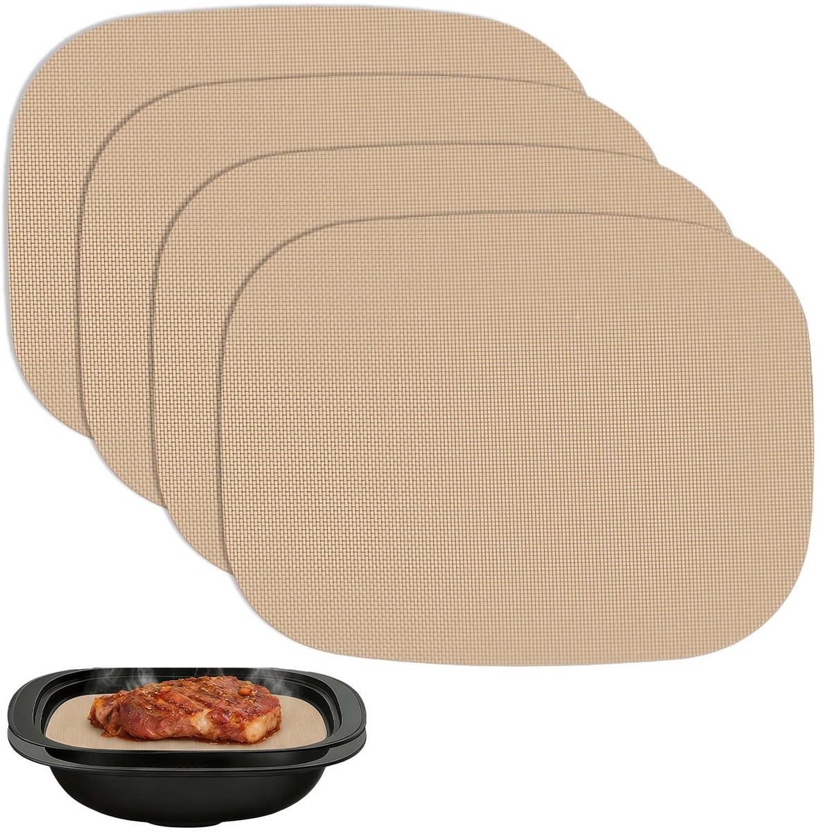 Dailygoods- Bakfolie Herbruikbaar - 4 Stuks - Hittebestendig Tot 250°C - Antiaanbaklaag - Perfecte Pasvorm - Voor Thermomix TM7 - Bakmat