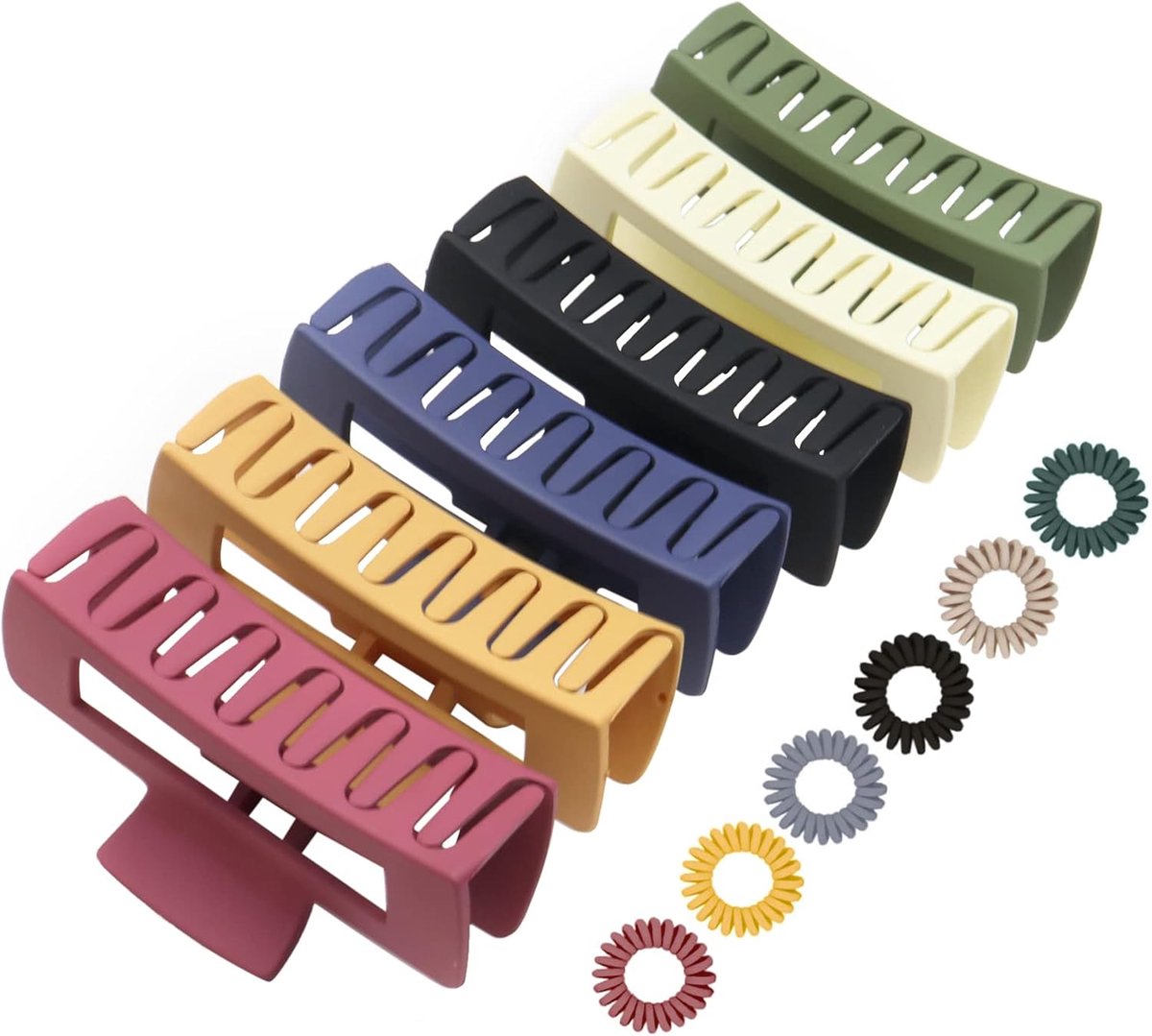 Haarklemmen voor Massief Dik Haar, Antislip Mat Rechthoekig Plastic Groot Haarspelden voor Dames en Meisjes (6 Kleuren)-C
