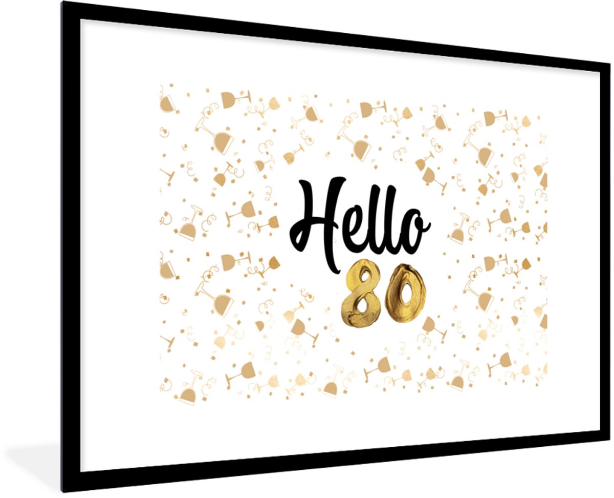 Fotolijst incl. Poster - Feest - 80 Jaar - Versiering - 90x60 cm - Posterlijst