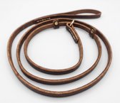 De Vrolijke Hond - Cuir premium - Laisse de chasse - Laisse pour chien - Laisse à enfiler - Brun - 170 cm x 1,2 cm