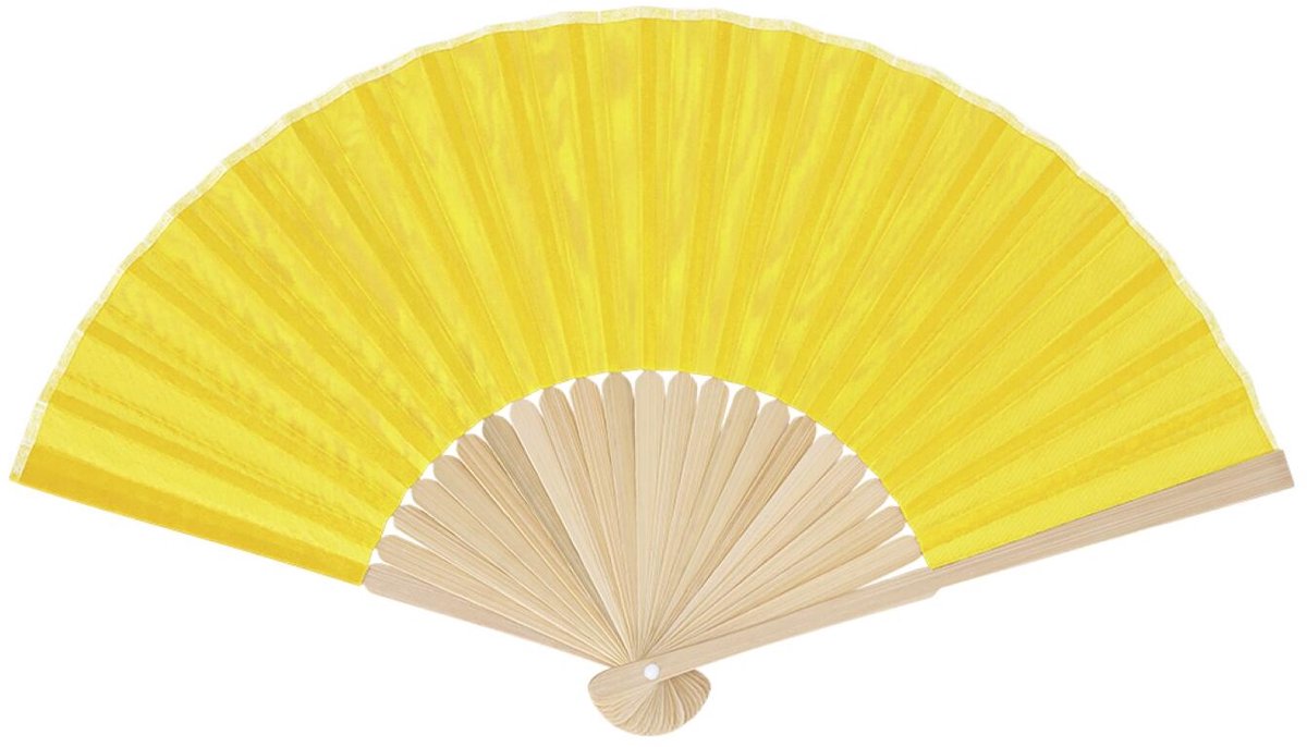 Bellatio Design Spaanse handwaaier - geel - bamboe/papier - 38 x 21 cm - spaanse waaier - festival waaier
