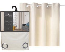 Atmosphera gordijn lilou - 2x - L260 x B140 cm - ivoor wit - polyester - met ringen