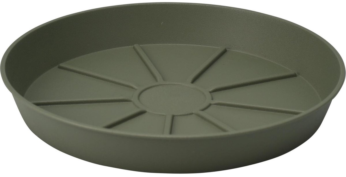 Pro Garden plantenpot onder schotel - opvang schaal - donkergroen - dia 20 cm - Kunststof - rond - voor een bloempot met dia 22/25 cm