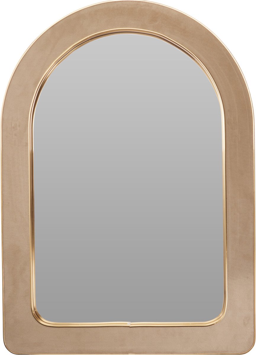 H&S Collection Spiegel Madeira - beige - halfrond - vilt/staal - 70 x 50 cm - wandspiegel