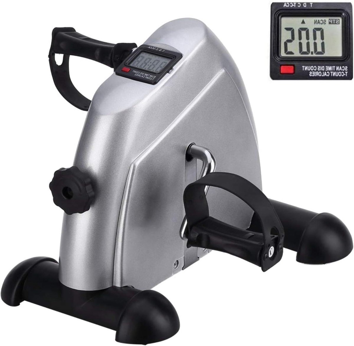 Mini Hometrainer - Pedaal Fietser - Revalidatie Oefeningen - Verstelbare Weerstand - 3.5 Kilogram - Zilver