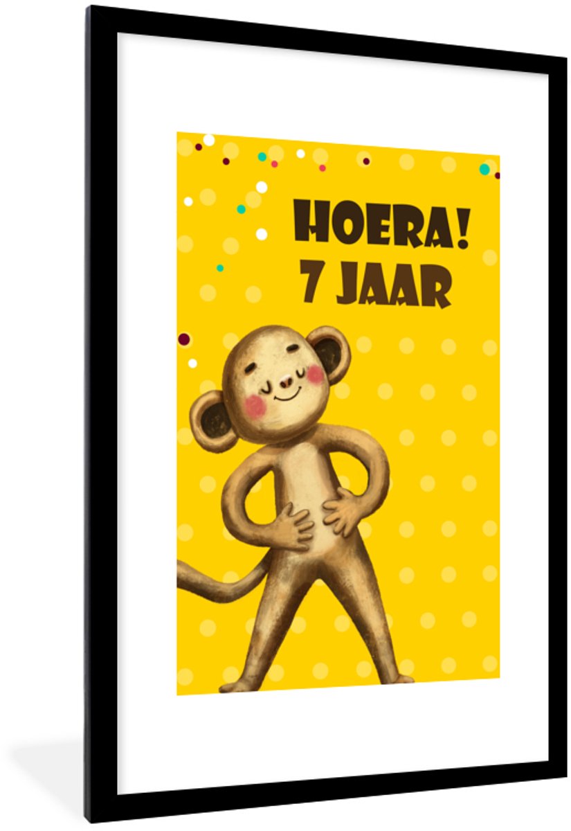 Fotolijst incl. Poster - Verjaardag - Aap - Feest - 80x120 cm - Posterlijst