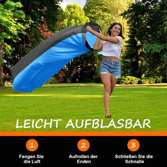 Thijox - Opblaasbare Bank Waterdichte Air Bank Ligstoel Camping Strand Park Grijs Draagbaar Air Bed Lazy Ligstoel voor Buitenactiviteiten van Thijox — afbeelding 5
