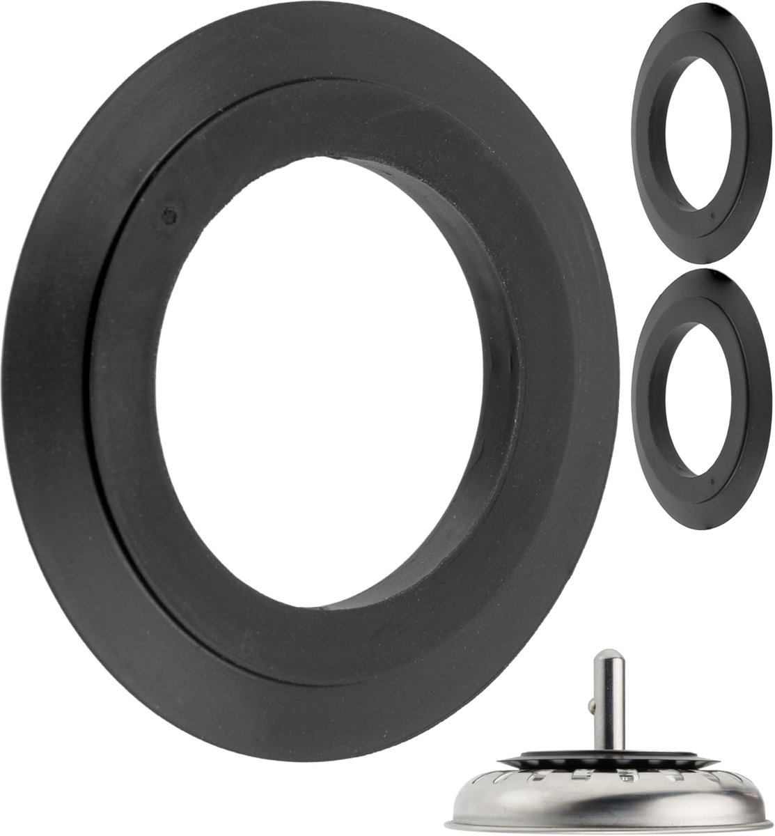 afdichtingen voor zeefkorven, 3 stuks, in zwart, gemaakt van rubber, vervangende afdichtring met Ø 54,5 mm buiten, 32,8 mm binnen, 4,8 mm dik, gootsteen afdichtring afvoerzeef