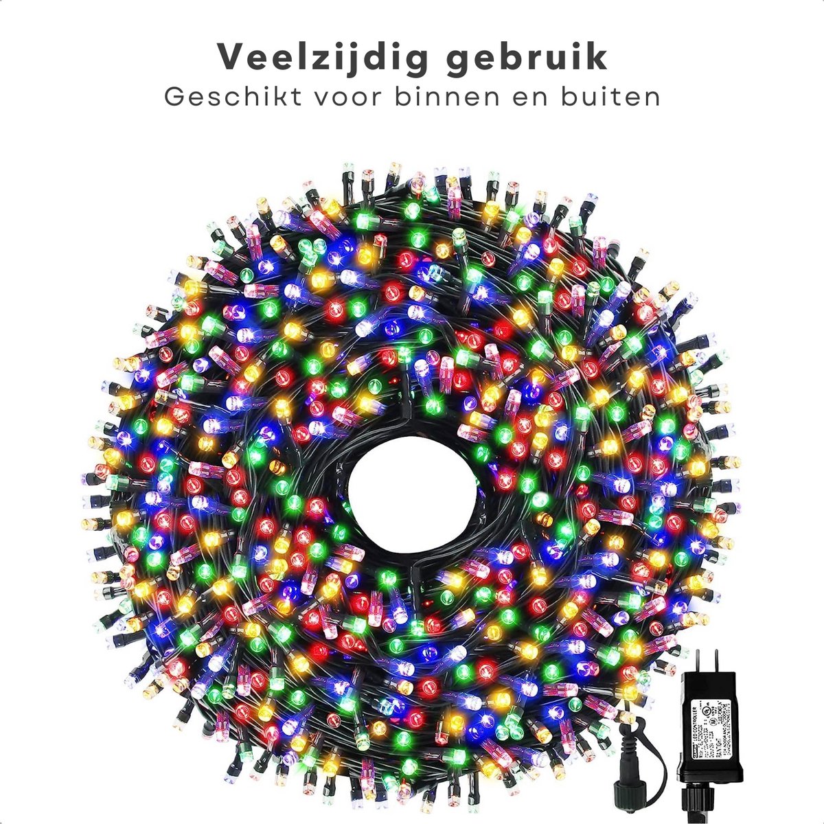 Cheqo® Kerstverlichting - Kerstboomverlichting - Kerstlampjes - Sfeerverlichting - LED Verlichting - Voor Binnen en Buiten - Tuinverlichting - Feestverlichting - Lichtsnoer - Multicolor - 40 LED's - 3M - Timer - 8 Lichtfuncties – foto 2