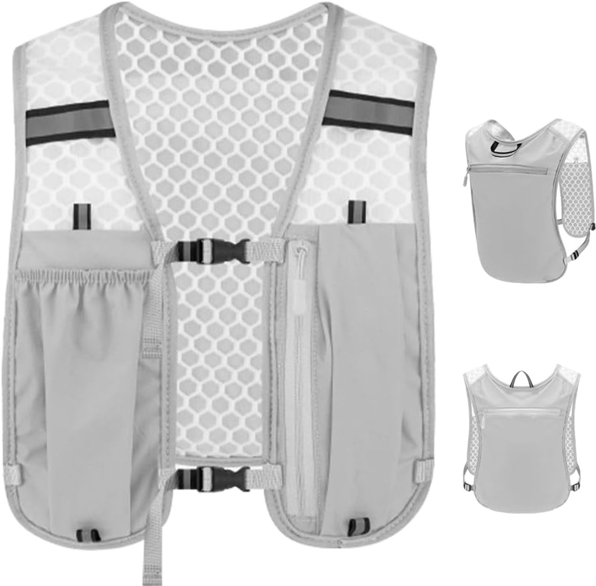 Hardloopvest voor dames en heren, ultralichte drinkrugzak, trailrugzak, drinkvest, waterdicht, ademend hardloopvest, reflecterend drinkvest voor hardlopen, marathon, wandelen, fietsen