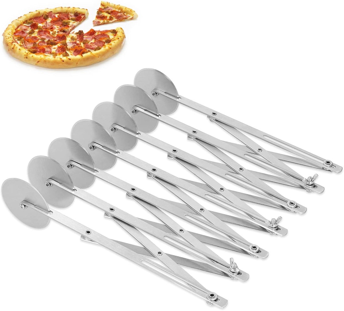 roestvrijstalen deegsnijder Wiel Gebaksnijder Gebaksnijder Gereedschap Opvouwbare pizzasnijder Pastawielsnijder Deegsnijderroller(#7)