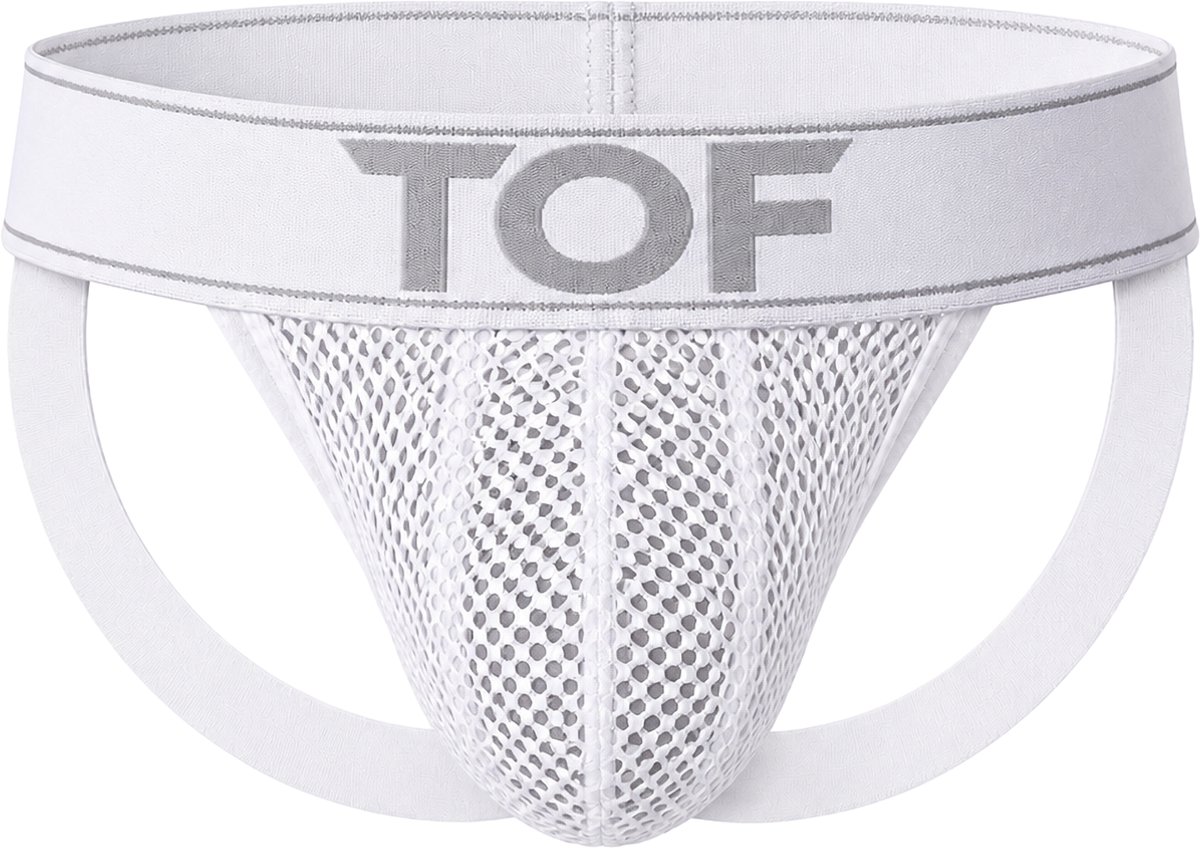 TOF Paris Mesh Jock White/White - MAAT XL - Heren Ondergoed - Jockstrap voor Man - Mannen Jock