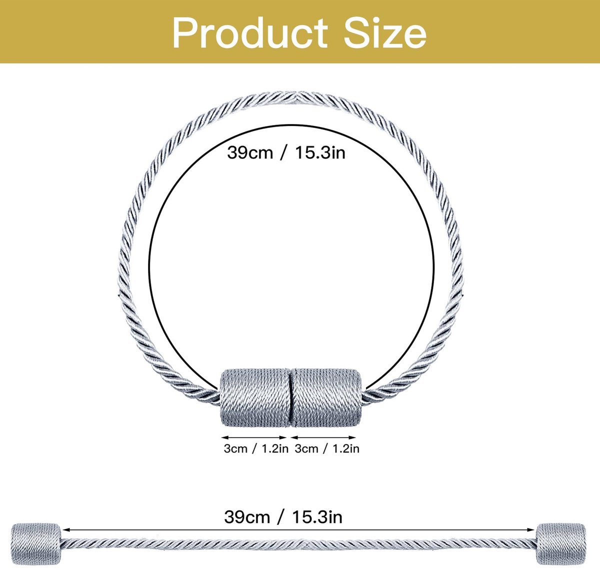 Gordijnhoudersclips, sterke magnetische band voor thuis, kantoor, decoratieve geweven terugslag voor haken, klemmen voor thuis, buiten, slaapkamer, kantoor