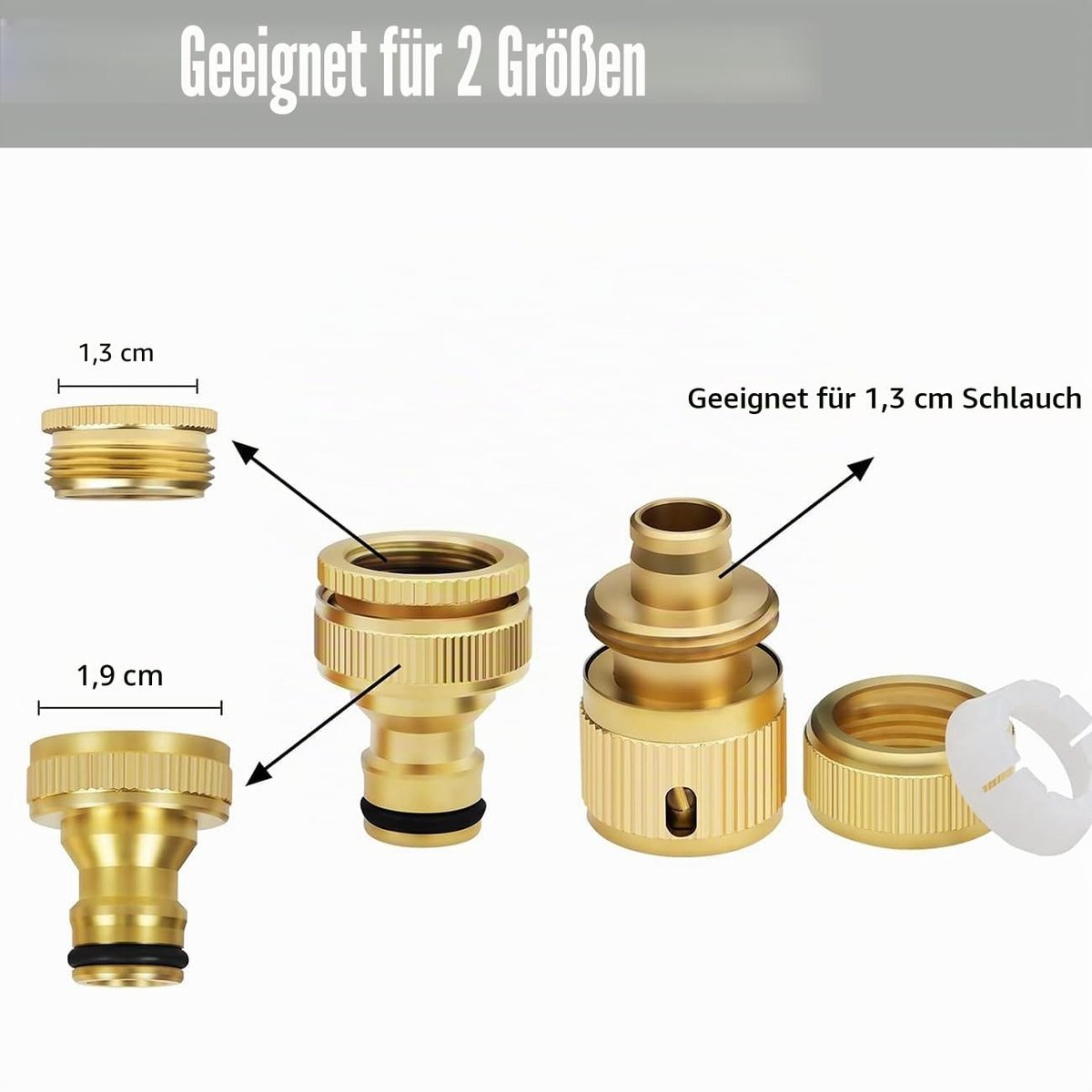 2 Paar 1/2 Inch & 3/4 Inch 2-in-1 Tuinslang Snelle Aansluiting Messing Snelle Tuinslang Einde Aansluiting Tuinslang Nozzle Verbindingsset voor Keuken Tuin Buiten Tuinslang Pijp Gereedscha