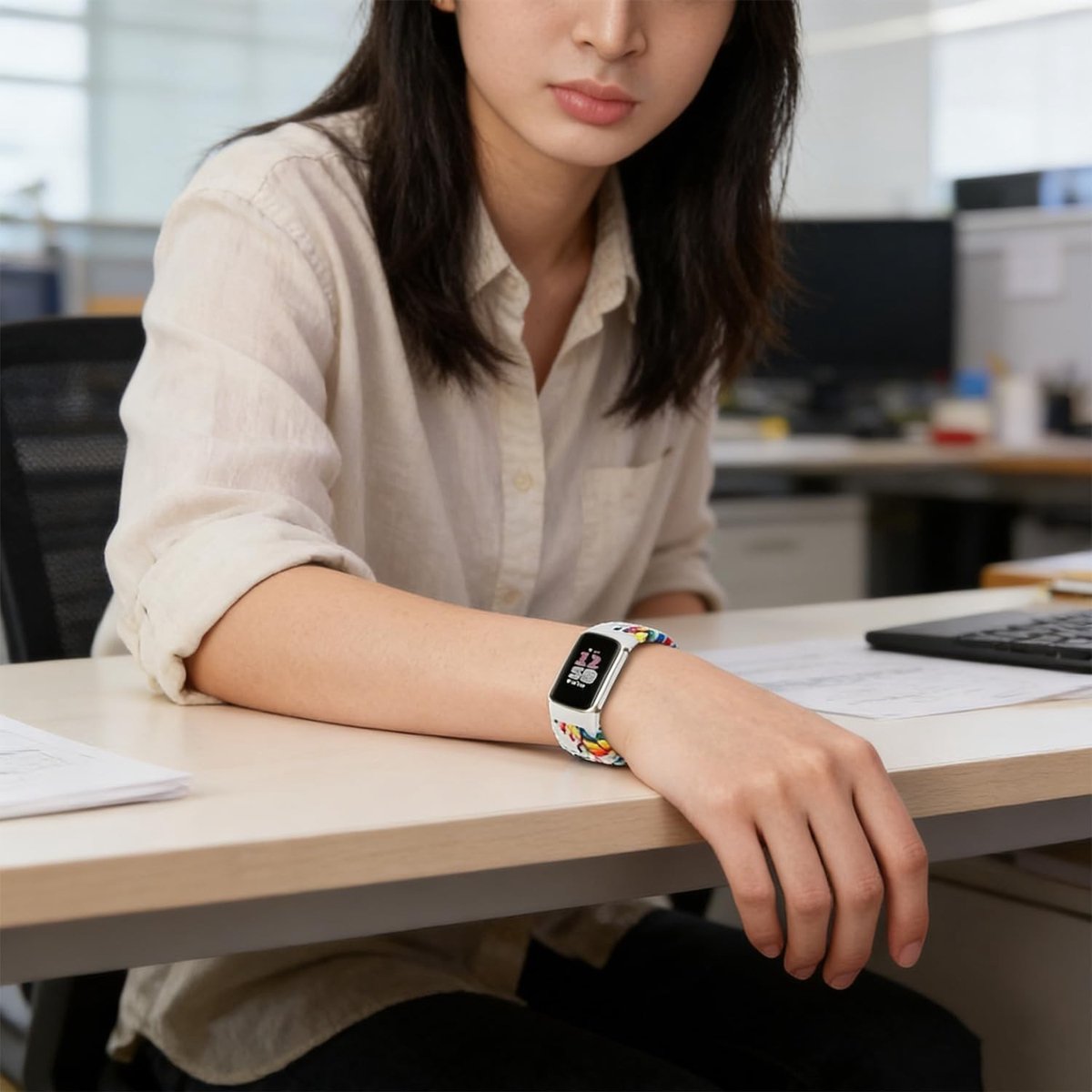 Verstelbare en Comfortabele Nylon Horlogeband voor Fitbit Charge 5 en 6 thumbnail 4