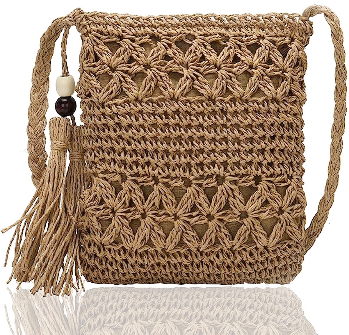 Dailygoods- Schoudertas Handgeweven - Rieten Tas - Afneembare Schouderriem - Boheemse Stijl - Ideaal voor Reizen - 100% Natuurlijke Materialen - Handtas