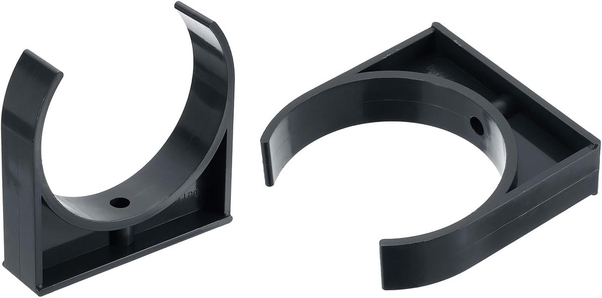 2 stuks pvc-waterbuisklemmen, U-vormige slangklemmen, irrigatiebuishouder voor 110 mm buitendiameter voor tv-schalen, slangklemmen, slanghouder, zwart