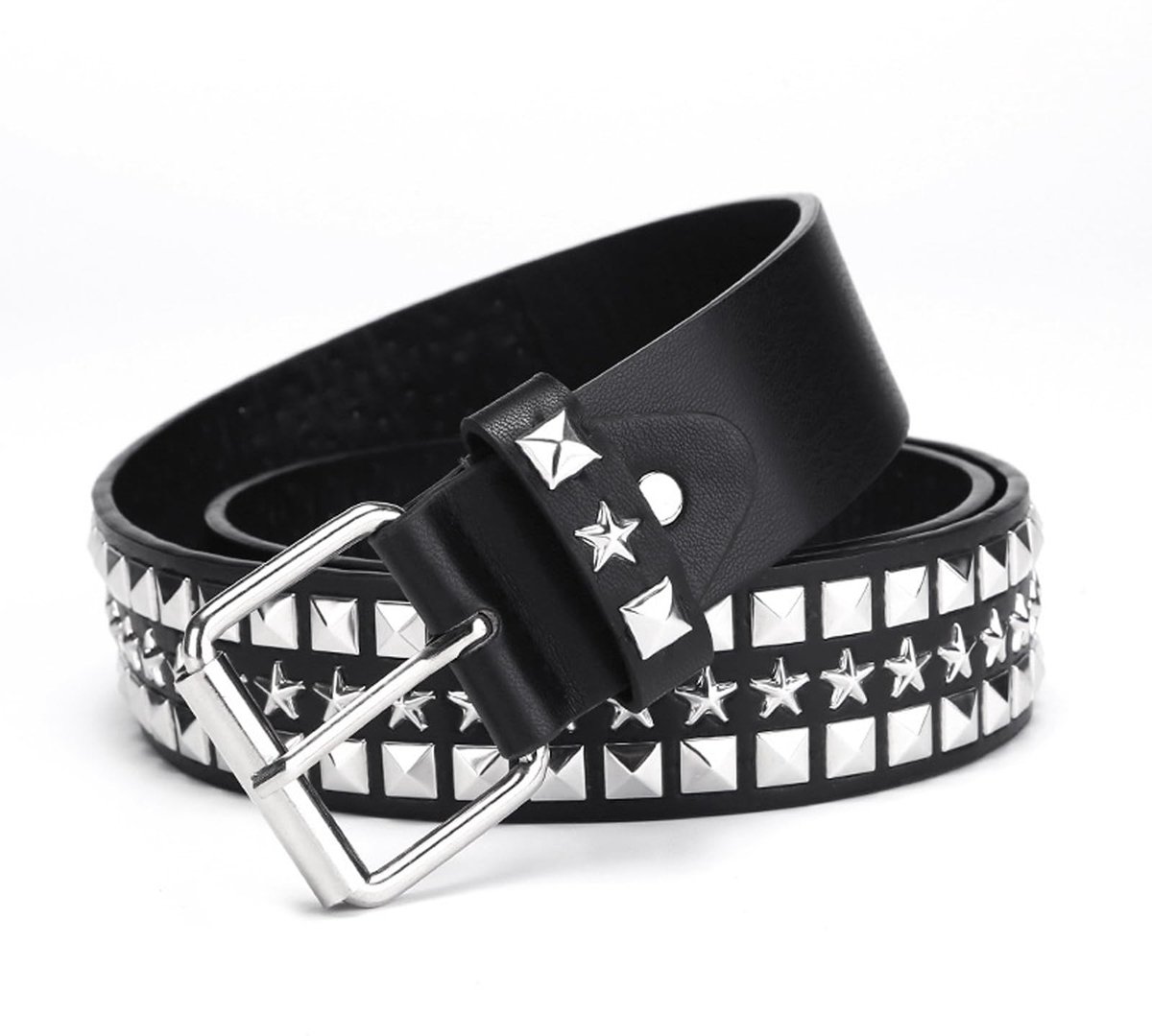 Dailygoods - Riem met klinknagels, vintage punkrock riem met oogjes, goth PU lederen oogjesriem, coole hip-hop stijl accessoire, voor dames en heren, voor rokken, jeans, broeken