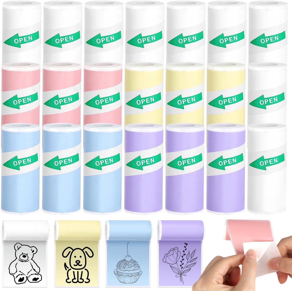 Dailygoods- Thermisch Papier 21 Rollen - Zelfklevend - Thermorollen - Waterdicht - Oliebestendig - Geschikt voor Kindercamera's - Stickerpapier