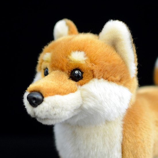 gesimuleerd Shiba Inu pluche dier, 28 cm, realistisch Shiba Inu knuffeldier, behaaglijke slaapkamerdecoratie voor tieners, geel — afbeelding 3