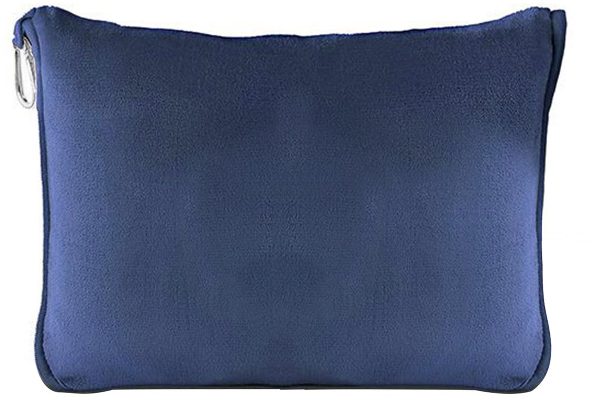Kussenset, 60x50 Inch Vliegtuigdeken in Ultrazacht Warm, Draagbaar Compact met Slaapmasker en Oordopjes, Perfect voor Vliegtuig, Auto, Camping en als Cadeau (Verberg blauw)