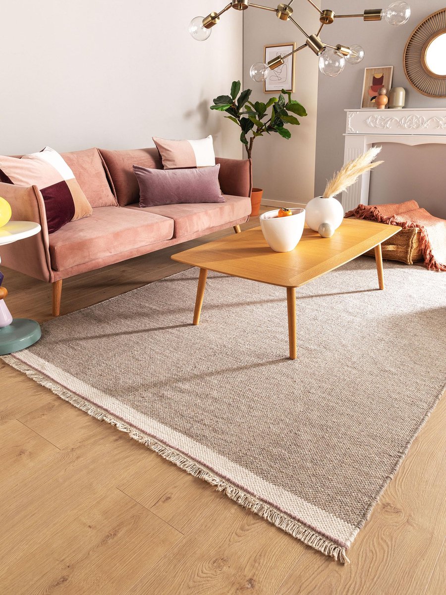 Tapijt Karla - grijs 80x120 cm - katoen, wol - rechthoekig en in de stijl: effen, hygge & cozy, minimalistisch - onderhoudsvriendelijk voor woonkamer slaapkamer
