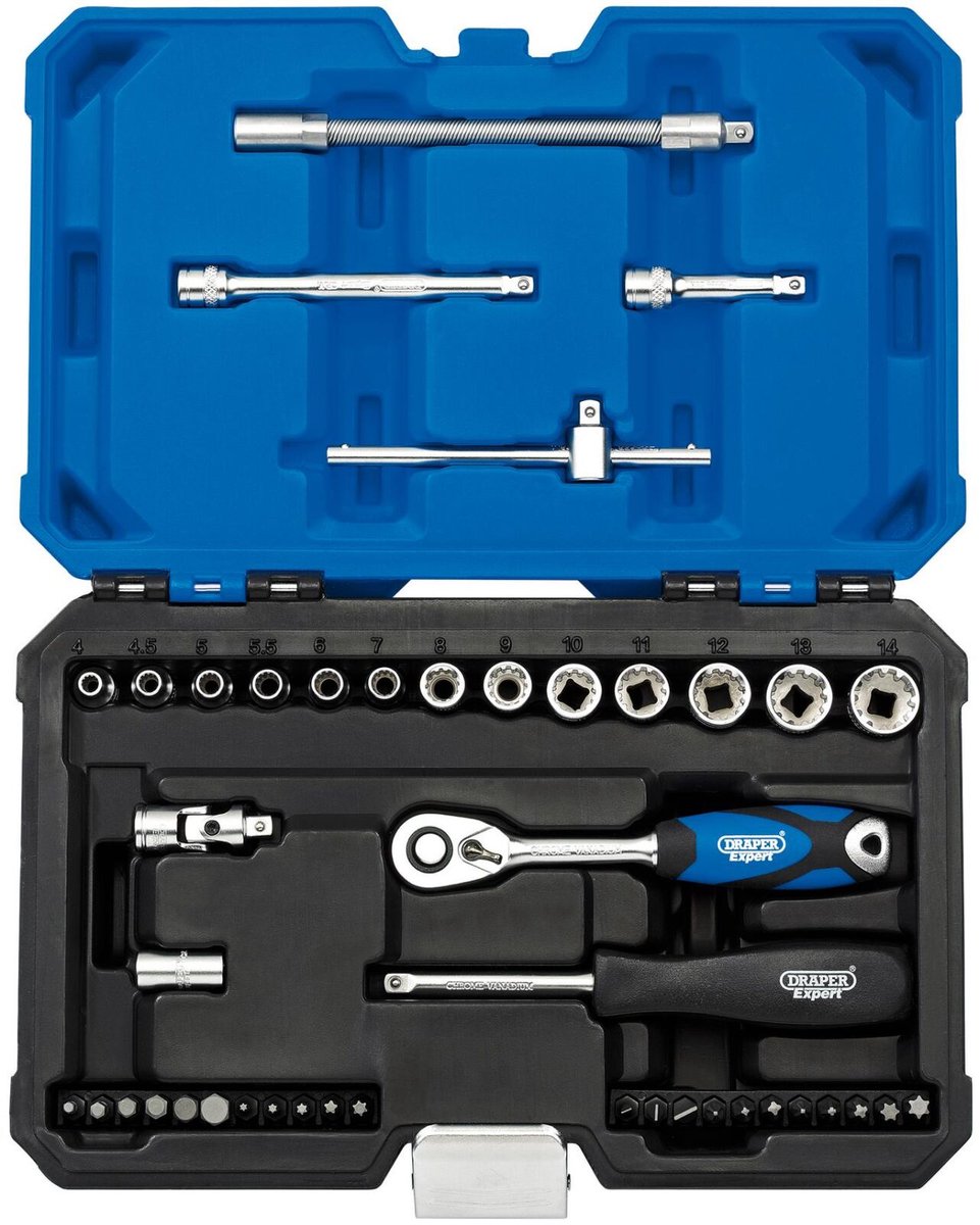 Draper 1/4" Multi-Drive® doppenset in koffer, 43-delig