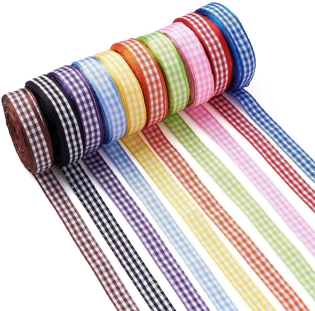 Plaid Lint, 10 mm, Geruit, Buffalo, Kerst Verpakking, DIY Ambachten, Party Decoratie, 10 Kleuren