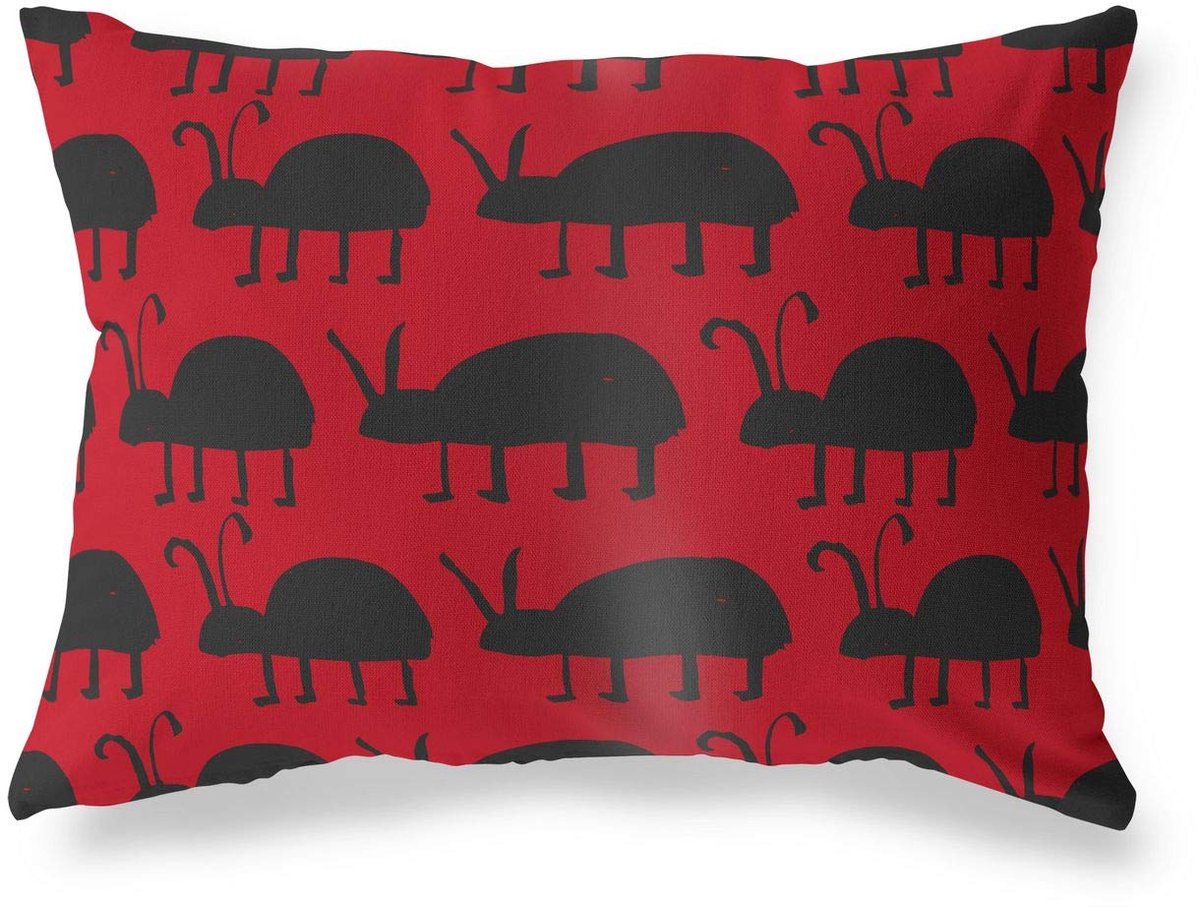 Kussensloop, rood zwart werpkussens, decoratieve kussenslopen voor woonkamer, bank, slaapkamer, afmeting: 45x60 cm - ontworpen en vervaardigd in Turkije