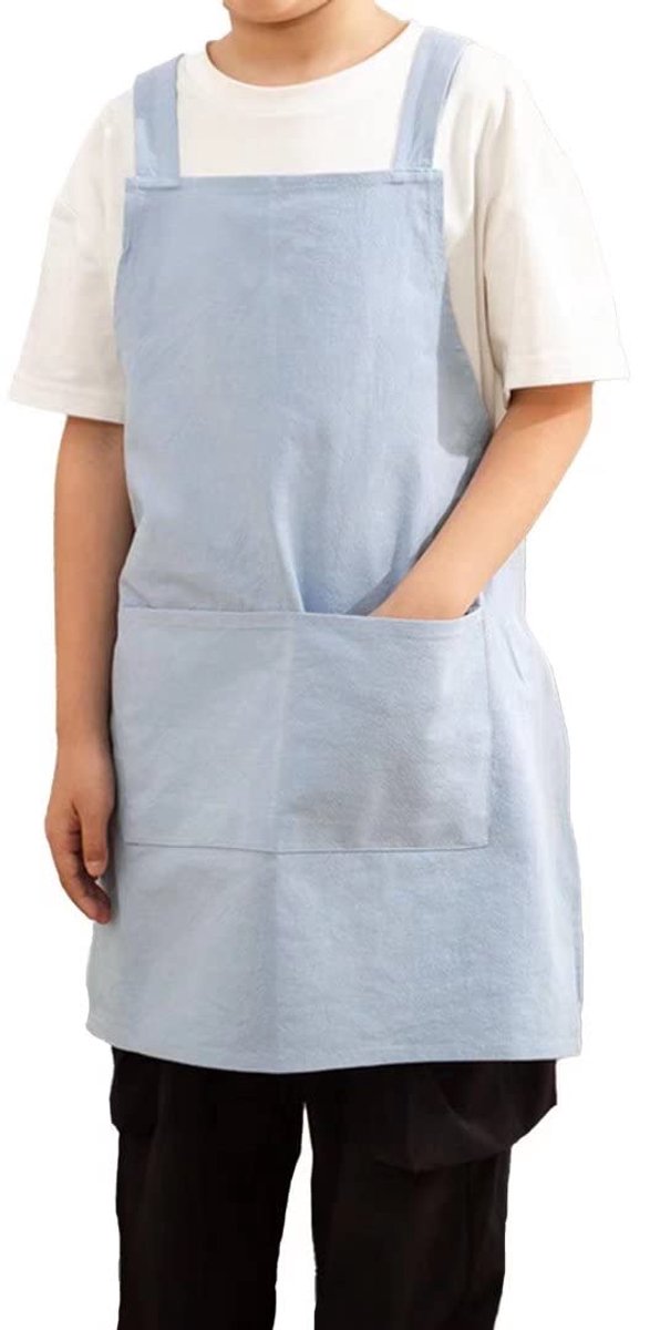 Schort Voor Kinderen, Japanse Stijl Schort Met Zakken, X Cross Overgooier Jurk, Pak Voor Knutselen, Koken, Bakken