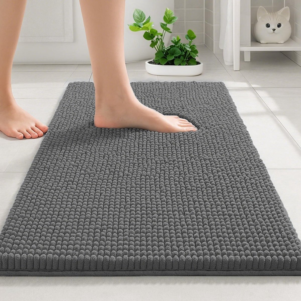 Badkamertapijt, 50 x 80 cm, antislip, absorberend, wasbaar, badmat voor badkamer, waterabsorberende douchemat (donkergroen)