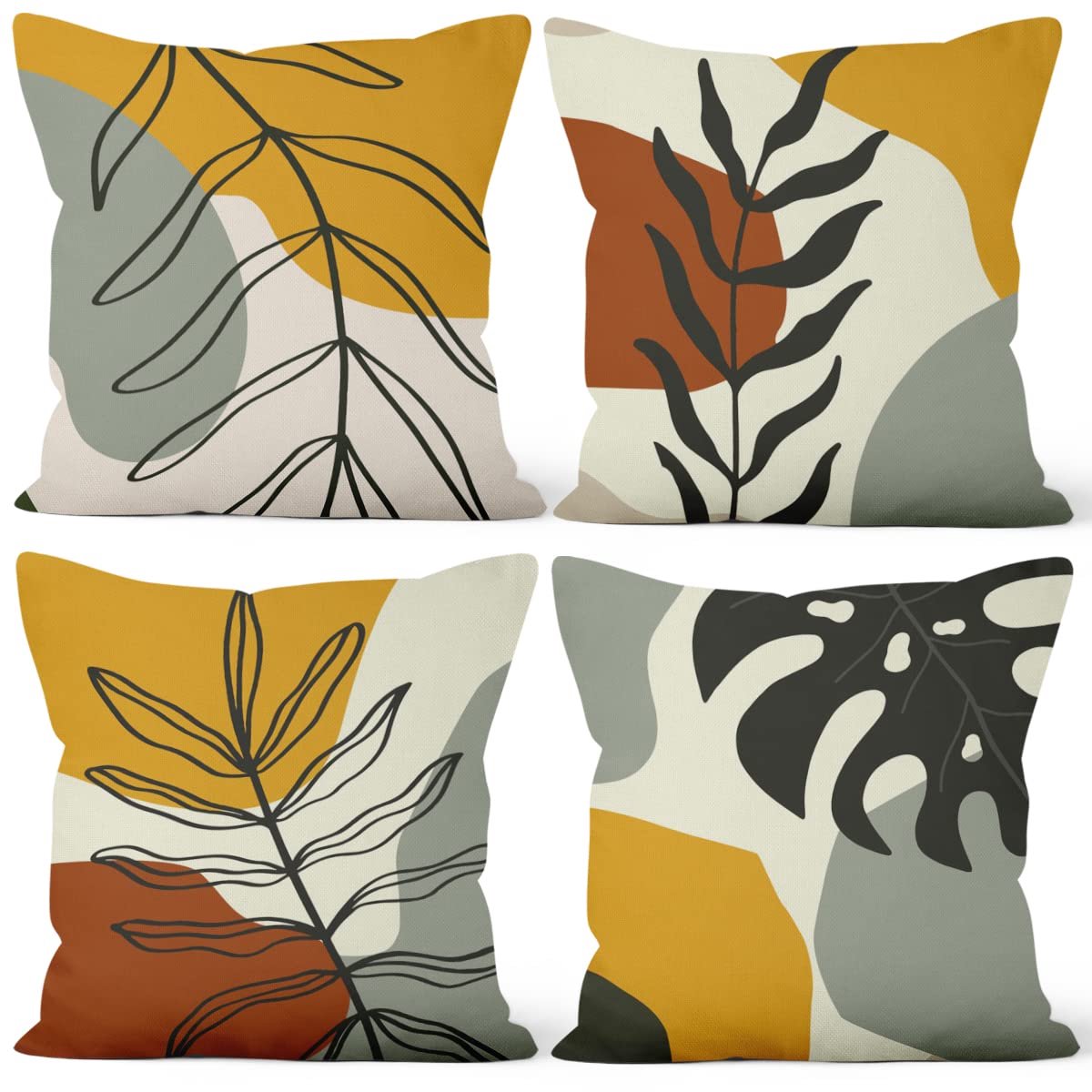 16 x 16 inch Boho kussenslopen palmblad minimalistisch rustiek boheems abstract midden eeu