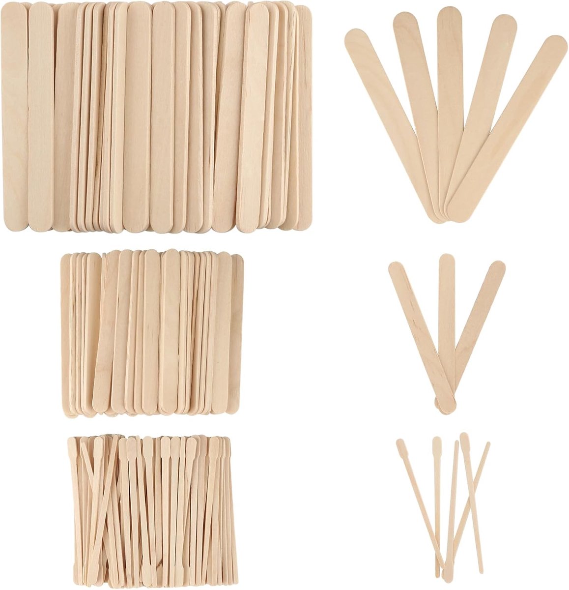 Spatels voor ontharing, 3 maten, houten spatel, waxapplicator, houten mondspatel, houten mondspatels om te knutselen, spatel hout voor ijsstokken, handwerk