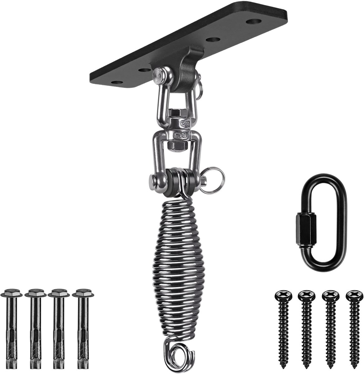 Hangers voor zware tassen, beugels, bokszakhangers, zware tas plafondbevestiging met karabijnhaak voor lichaamsgewicht, krachttrainingssystemen, aerial yogaschommel en hangmat, weerstandsband