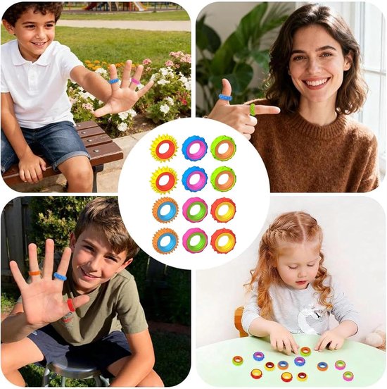 12 stuks stille fidget-speelgoedset, sensorisch autisme voor speelgoed, sensorische fidget-ring siliconen, ADHD-hulpmiddel voor kinderen en volwassenen bij autisme, anti-stress speelgoed ter — afbeelding 4