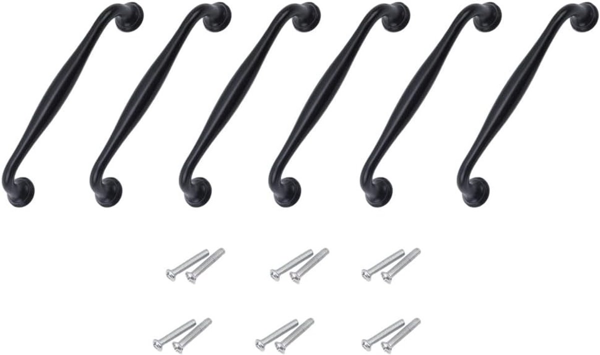 Zwarte Keukenladen Handgrepen - 6 Stuks Vintage Deurknoppen voor Kasten en Meubels, 128mm Lengte, Ideaal voor Keuken en Badkamer