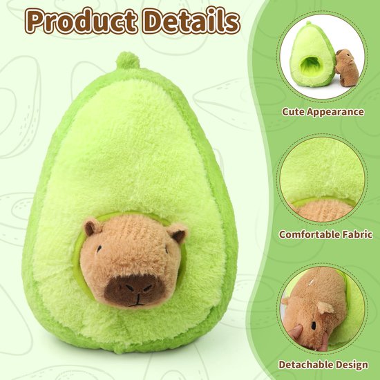 Knuffeldier, 35 cm, pluche Capybara 2-in-1, schattig, pluche knuffeldier, grappig voor meisjes, kinderen, geschenken — afbeelding 3