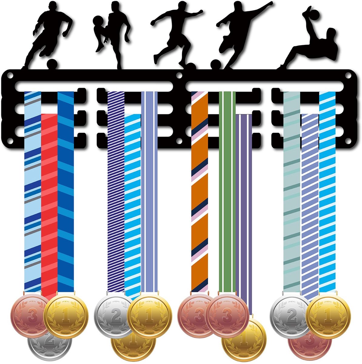 Voetbalmedaillehanger display voetbal medaillehouder rek sport metalen hangende onderscheidingen ijzer kleine mount decor awards voor muur thuis badge race gymnastiek zwemmen
