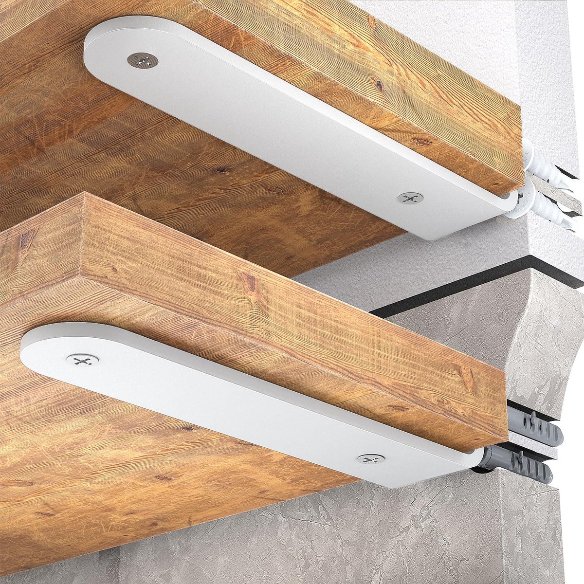 Zwevende planken 15 cm, zware metalen L-beugels voor planken, ondersteuning voor wandmontage, wit